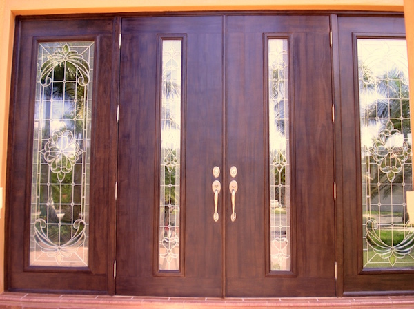 Faux wood on double front doors