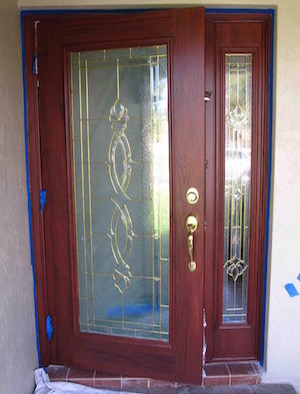 faux wood door with extra frame