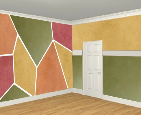 color washed wall with modern design in 4 colors