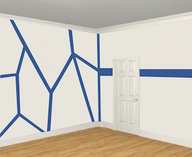 taped off wall in modern design for color washing