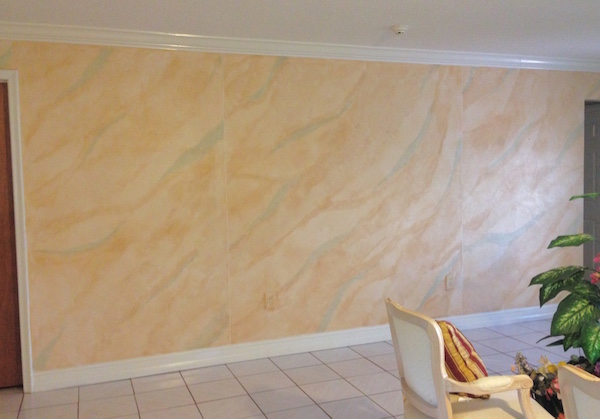 marble look on wall as design
