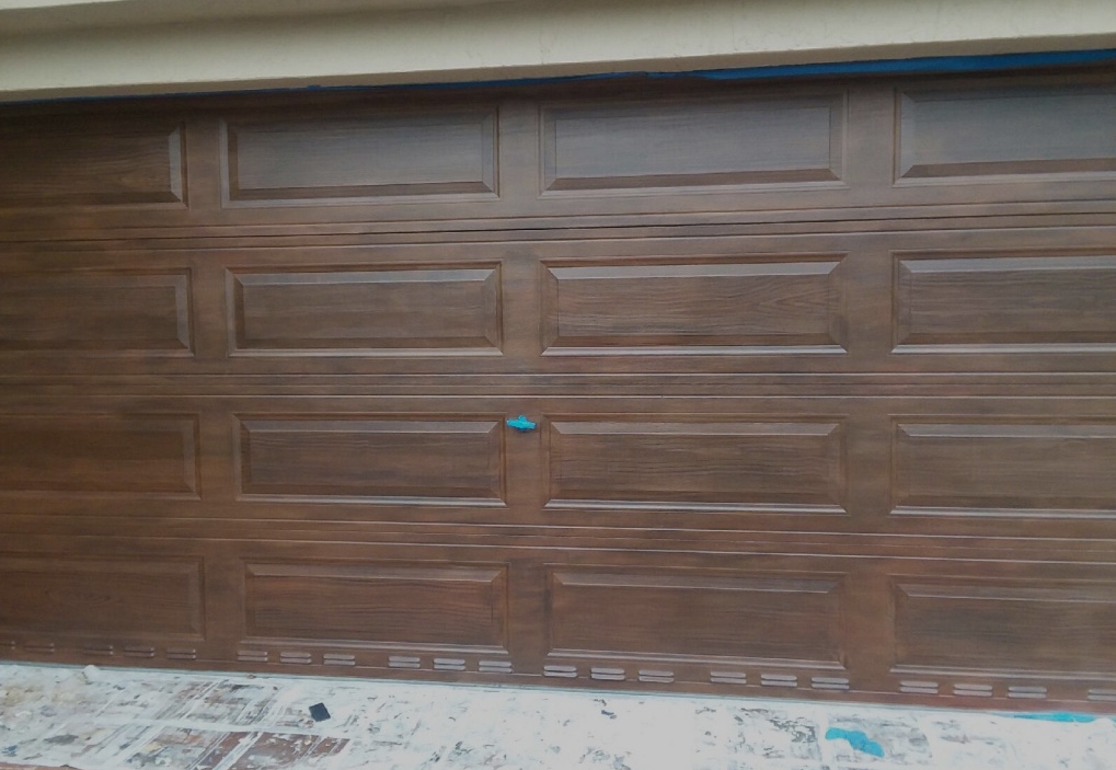 Faux wood on garage door