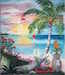 Beach palm mural on wall
