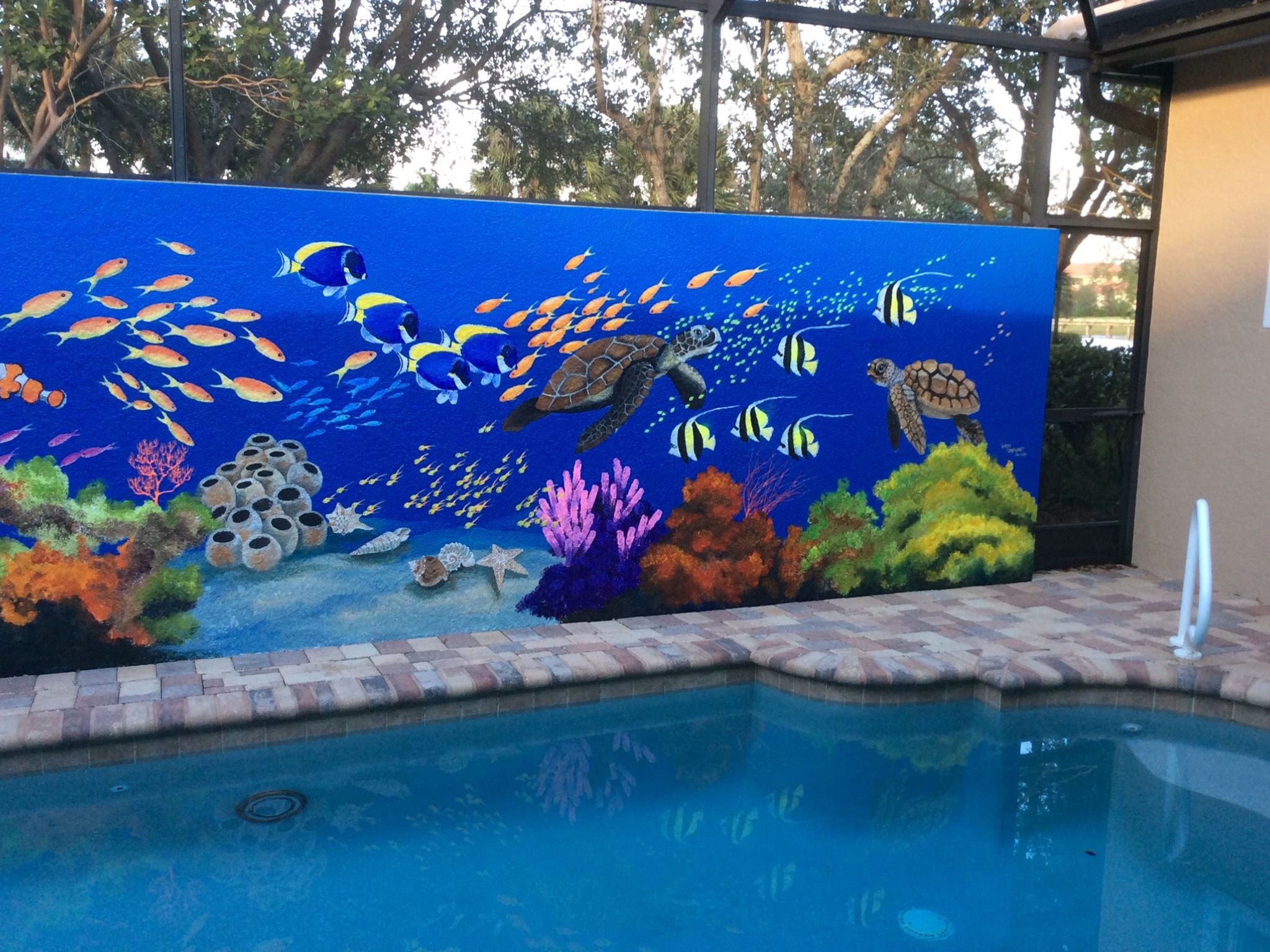 Mural of underwater fish