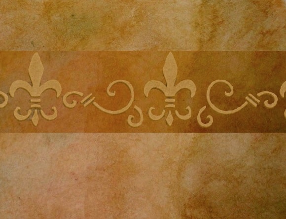 color wash with scroll stencil